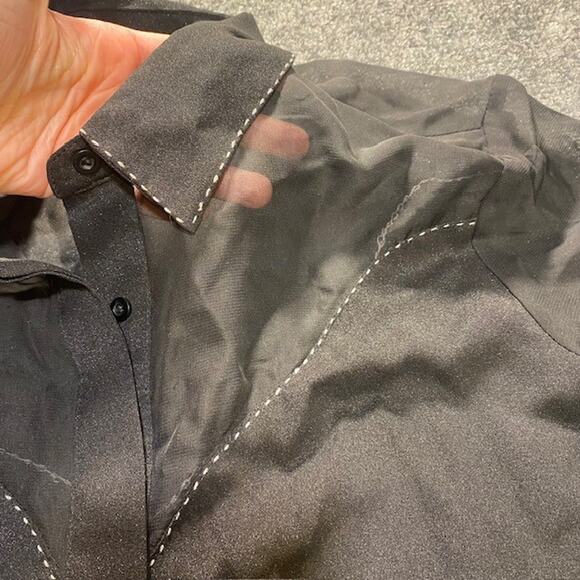 Cowgirl Up Black Sheer Long Sleeve Blouse Top Stitch Western Chic Womens Medium - Picture 2 of 11